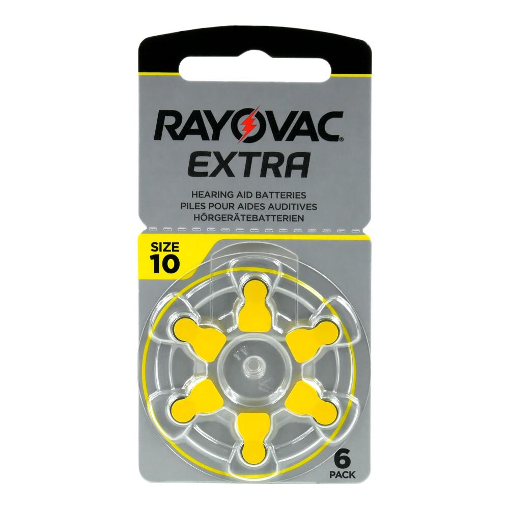 Rayovac 10 PR70 kuulokojeparisto, keltainen 6 kpl pakkaus
