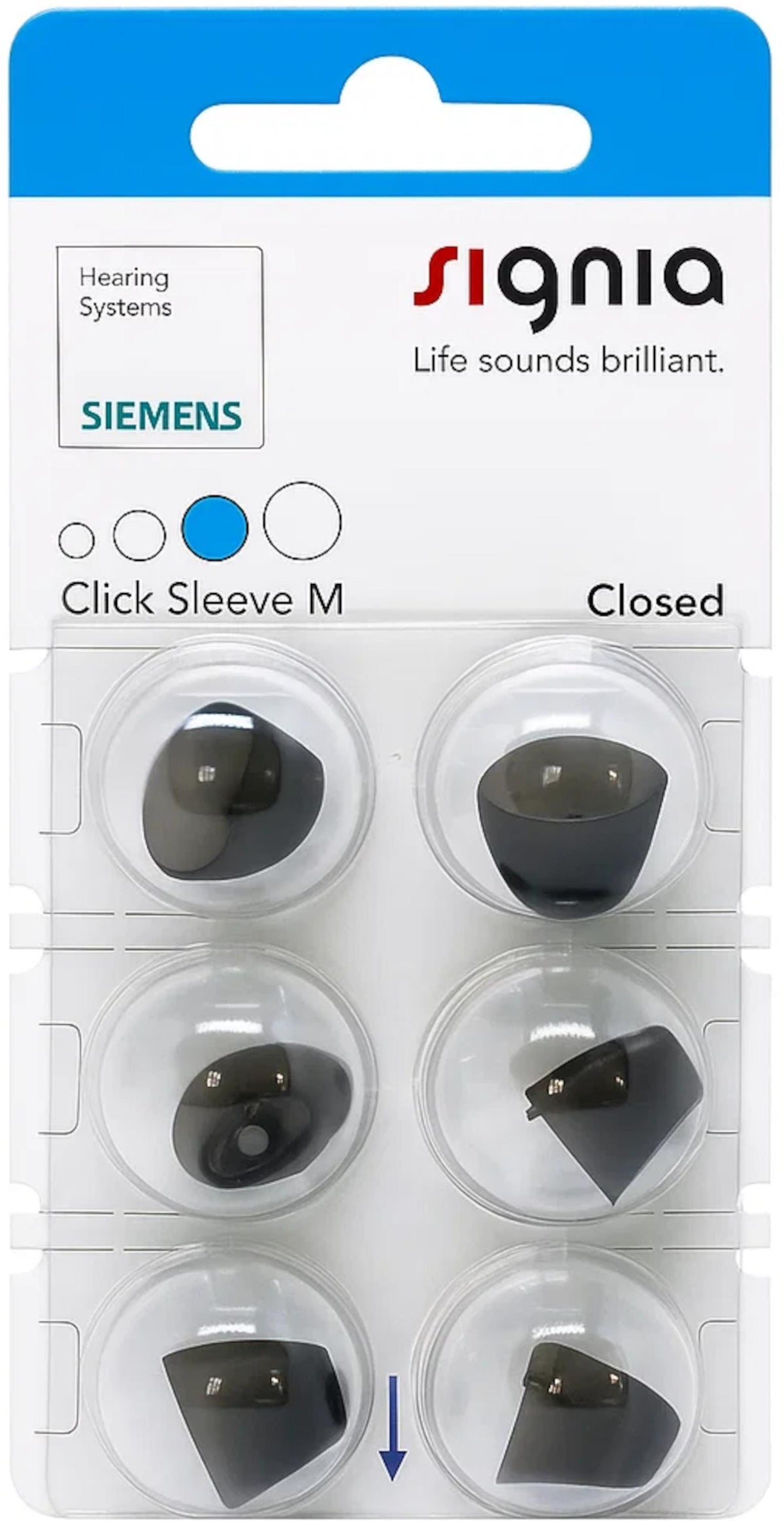 Signia Click Sleeve Closed -tippi M, 6 kpl