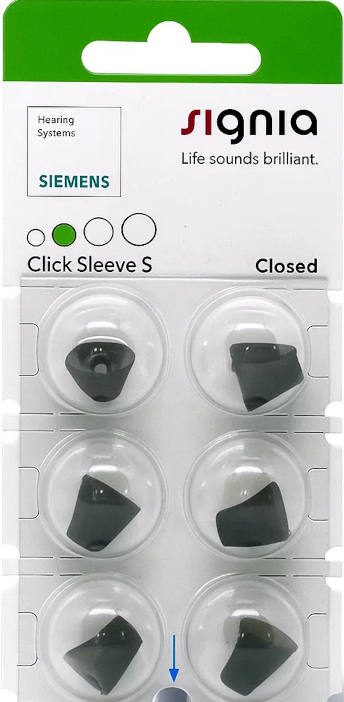 Signia Click Sleeve Closed -tippi S, 6 kpl