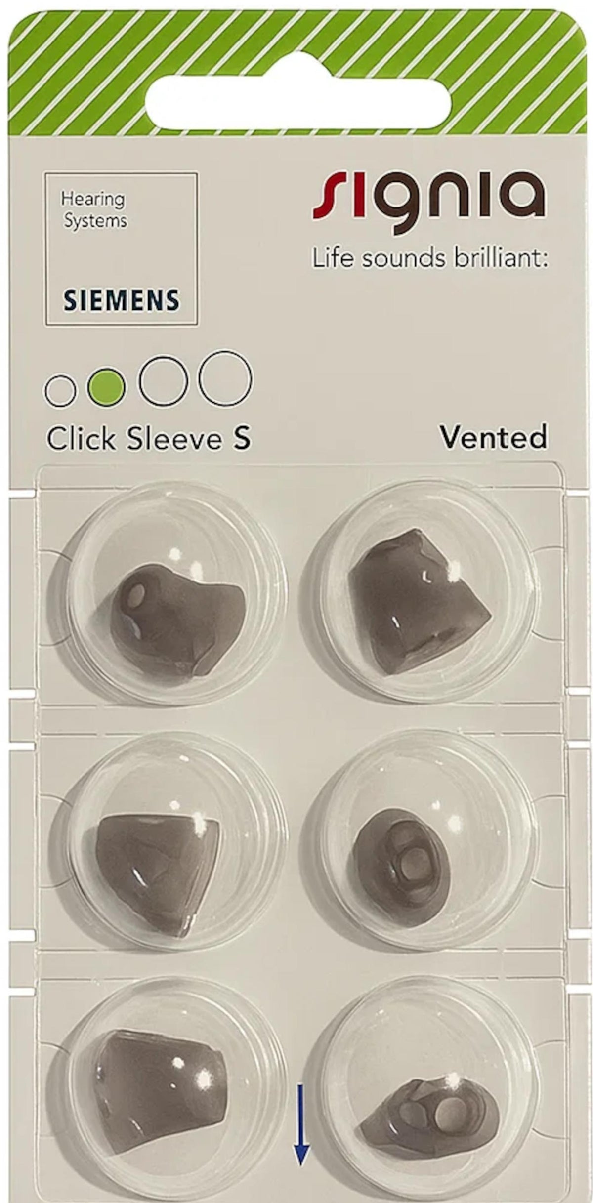 Signia Click Sleeve Vented -tippi S, 6 kpl