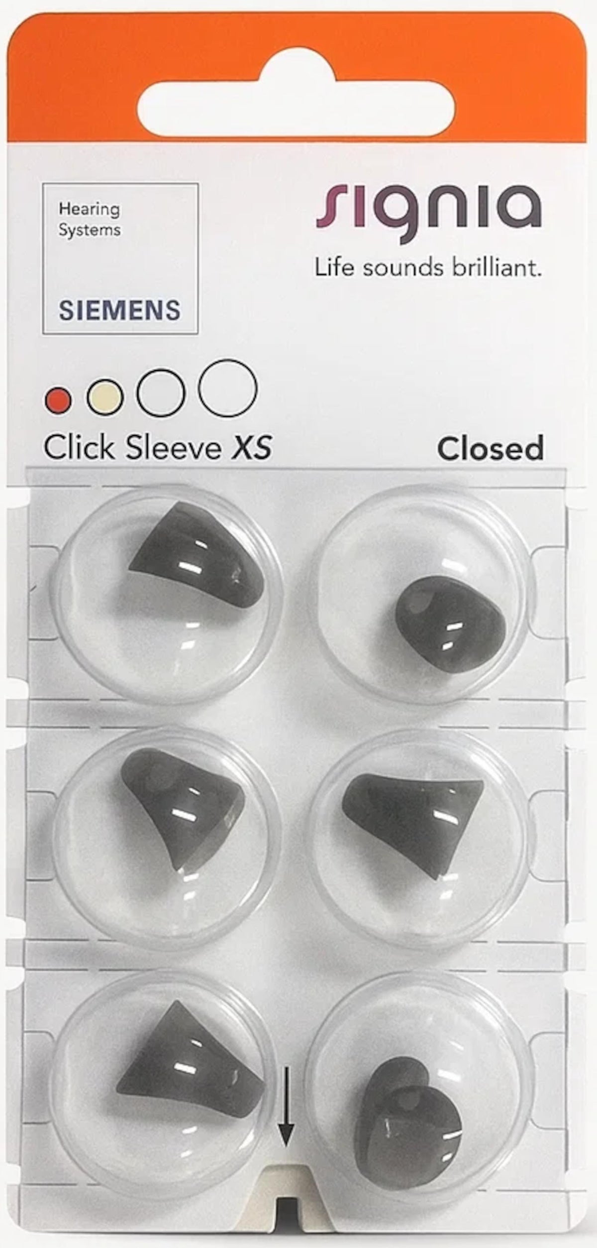 Signia Click Sleeve Closed -tippi XS, 6 kpl