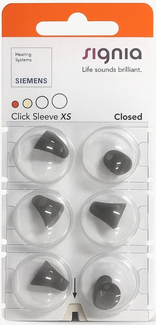 Signia Click Sleeve Closed -tippi XS, 6 kpl