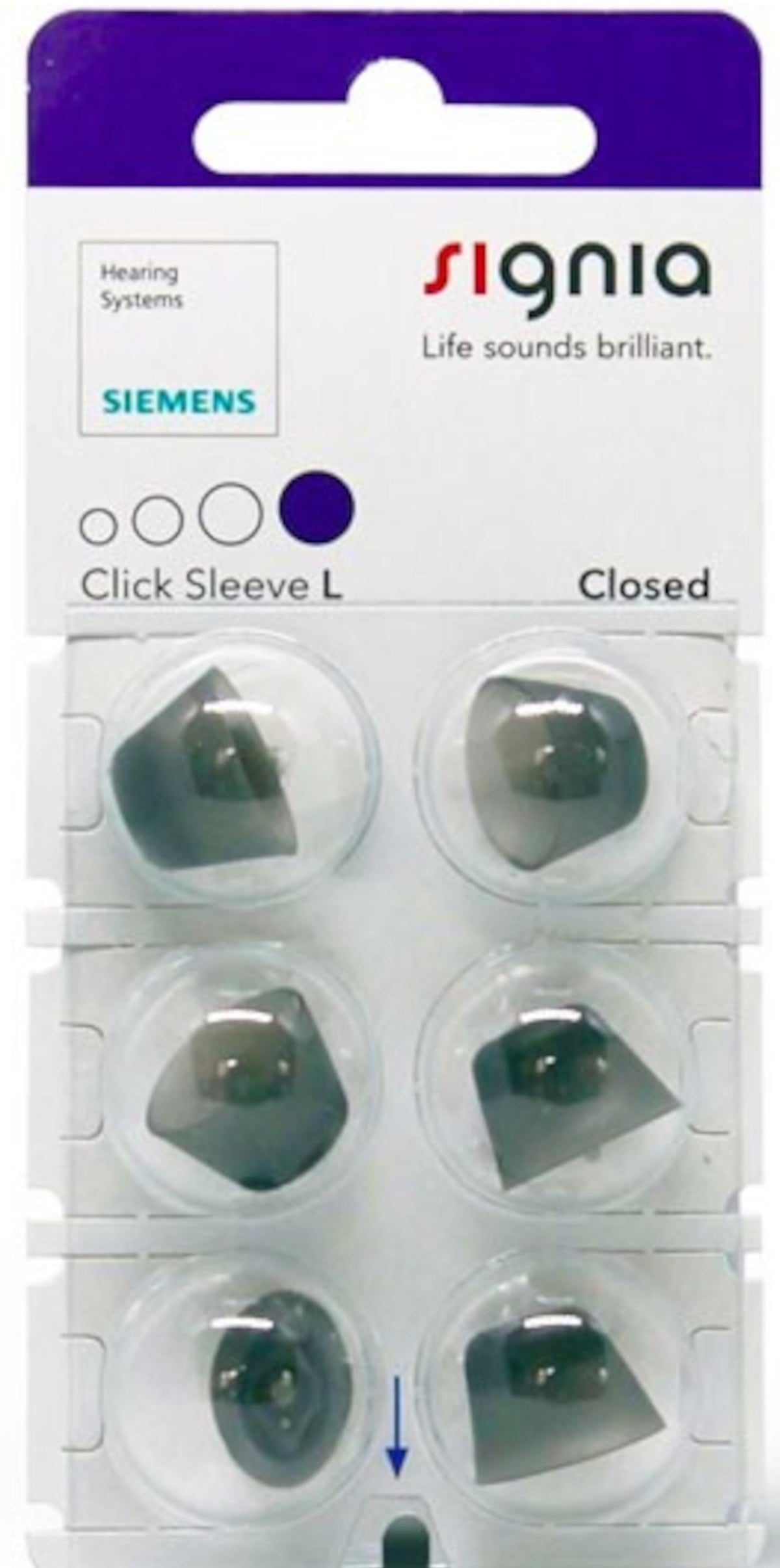 Signia Click Sleeve Closed -tippi L, 6 kpl