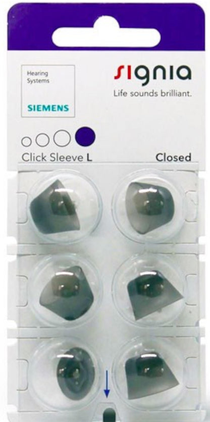 Signia Click Sleeve Closed -tippi L, 6 kpl