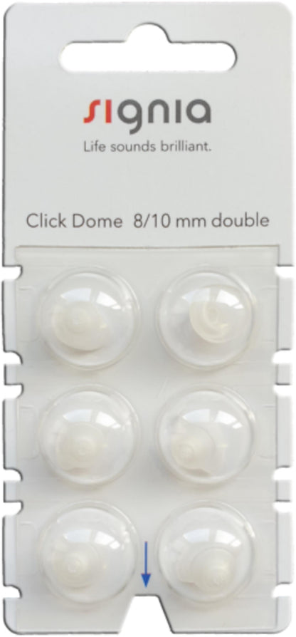 Signia Click Dome Double -kaksoistippi 8/10 mm, 6 kpl