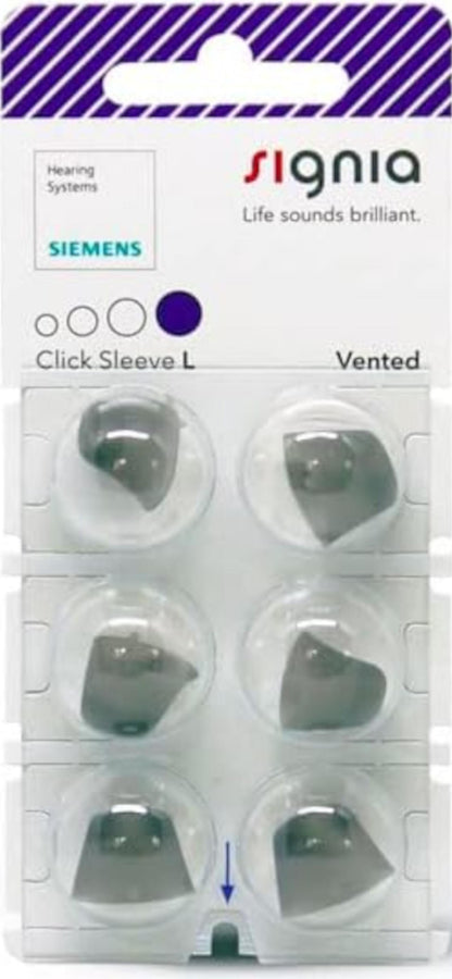 Signia Click Sleeve Vented -tippi L, 6 kpl