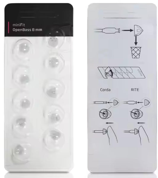 Oticon miniFit OpenBass 8 mm tippi, yhteensopiva – 10 kpl