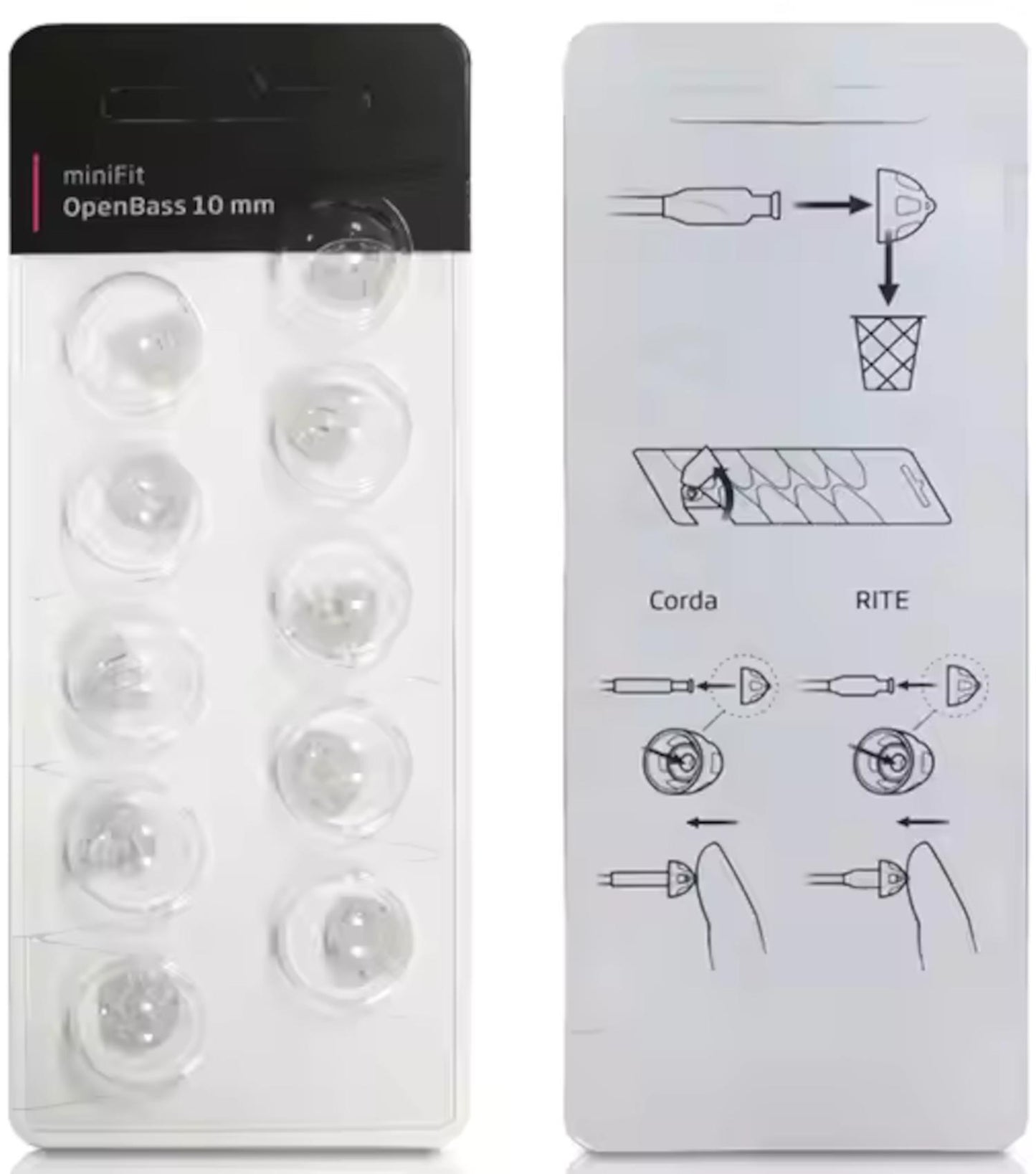Oticon miniFit OpenBass -yhteensopiva tippi 10 mm, 10 kpl